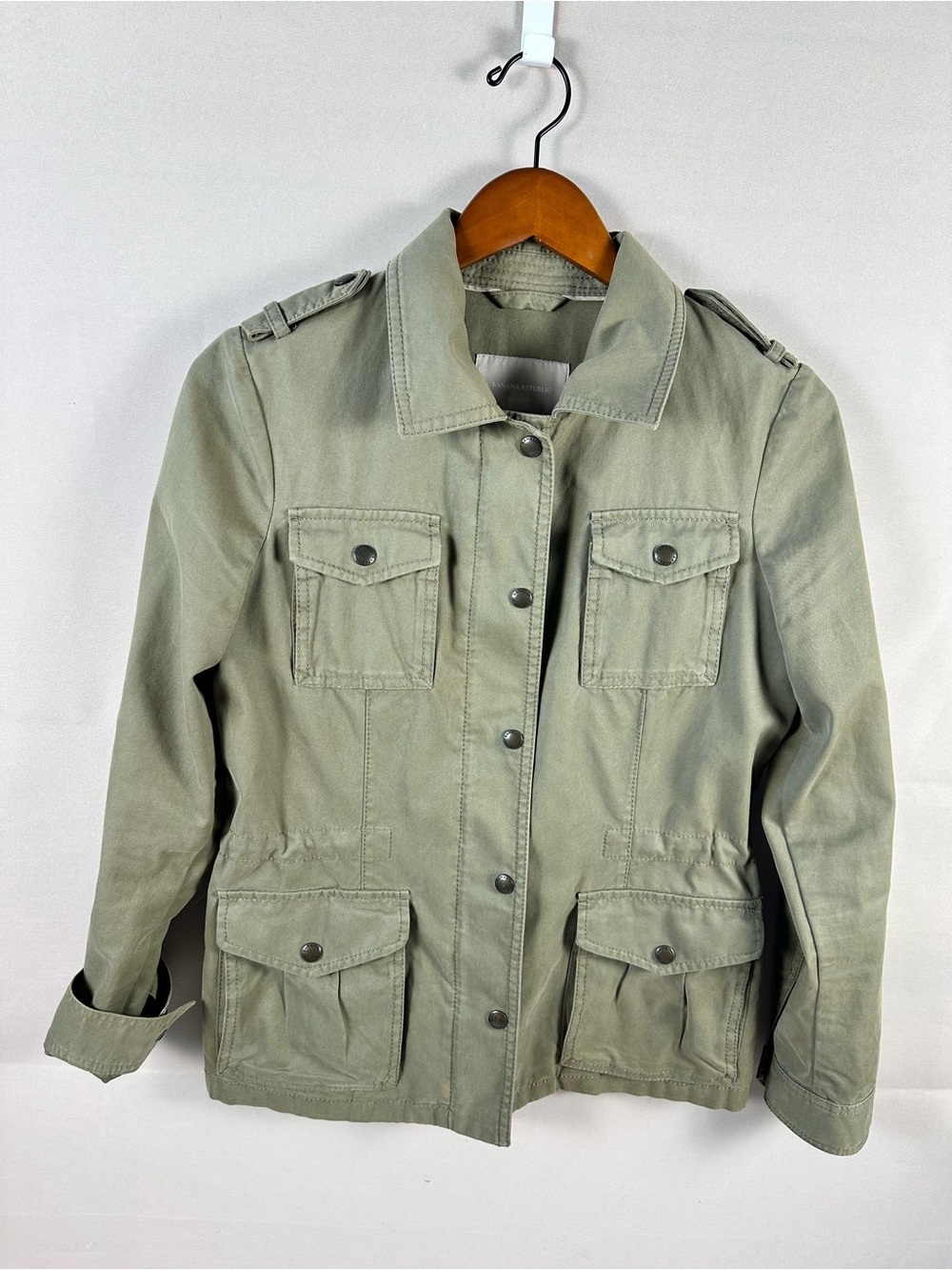 Banana Republic Military Utility Jacket Women's Small S Olive Green Cotton